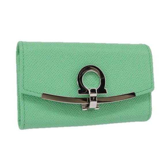Salvatore Ferragamo Gancini Key Case Leather Peppermint Auth 98227 - Picture 1 of 16